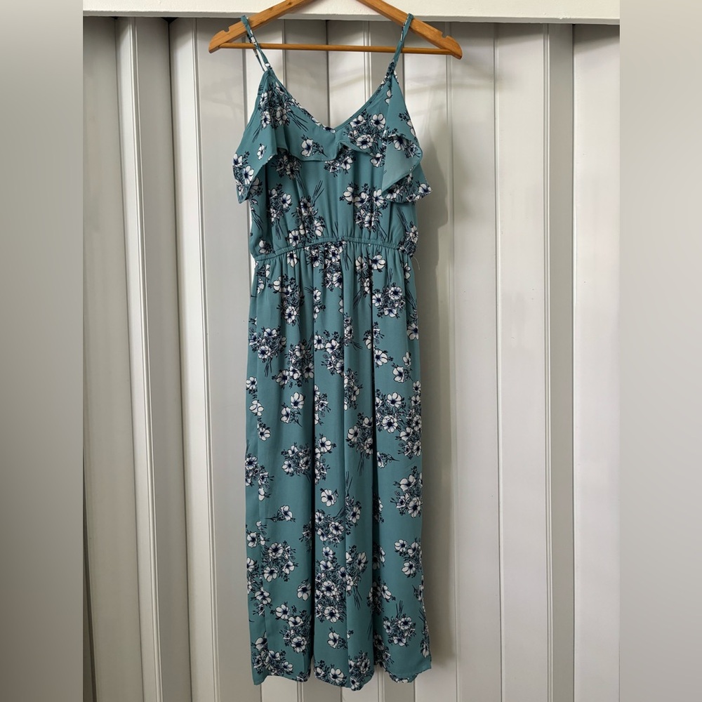 T.J.Maxx Teal Floral Jumpsuit